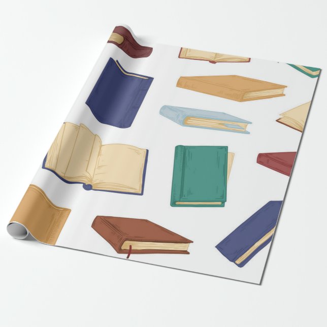 Book pattern wrapping paper (Unrolled)