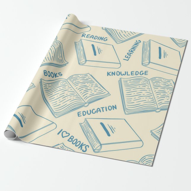 Book pattern wrapping paper (Unrolled)