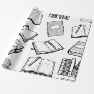 Book pattern wrapping paper