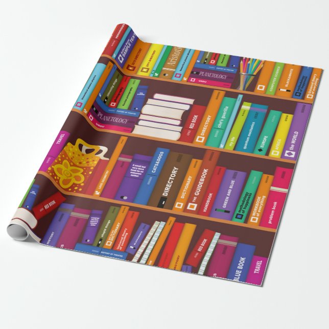 Book pattern wrapping paper (Unrolled)