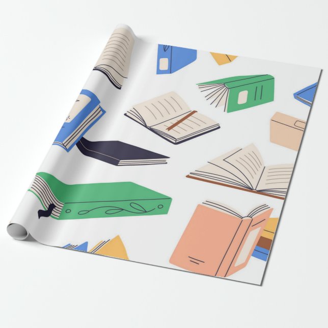 Book pattern wrapping paper (Unrolled)