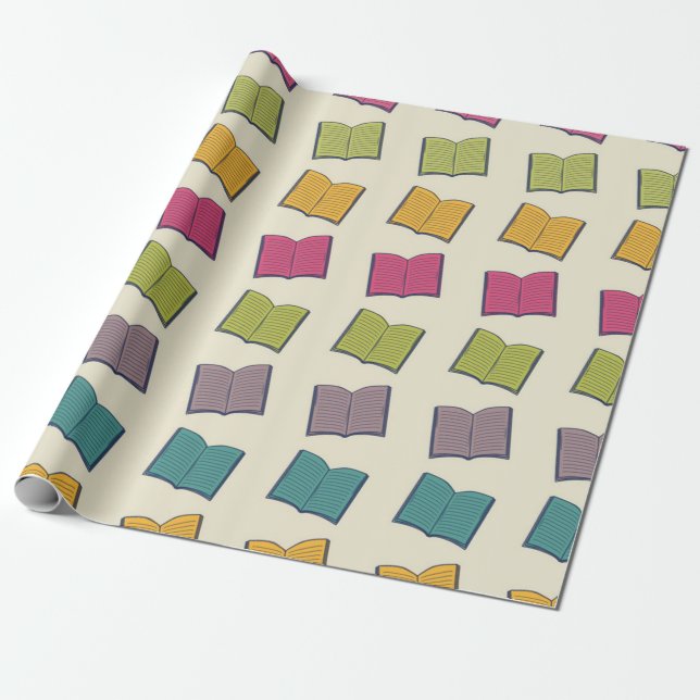 Book pattern wrapping paper (Unrolled)