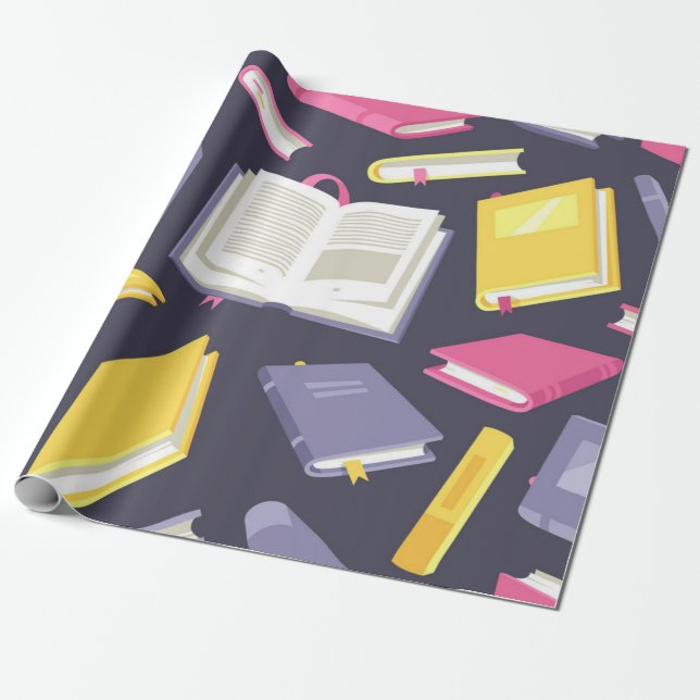 Book pattern wrapping paper (Unrolled)