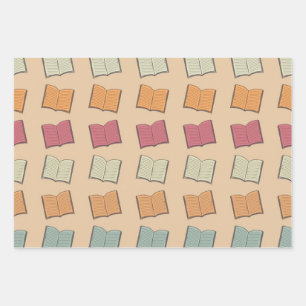 Book pattern wrapping paper sheet