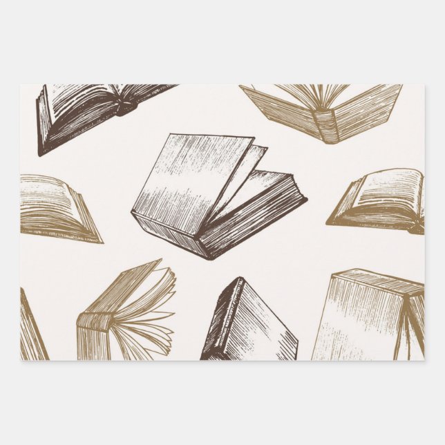 Book pattern wrapping paper sheet (Front)