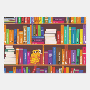 Book pattern wrapping paper sheet