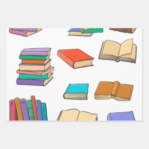 Book pattern wrapping paper sheet