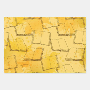 Book pattern wrapping paper sheet