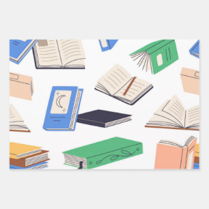 Book pattern wrapping paper sheet