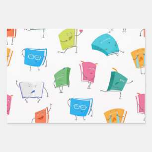 Book pattern wrapping paper sheet