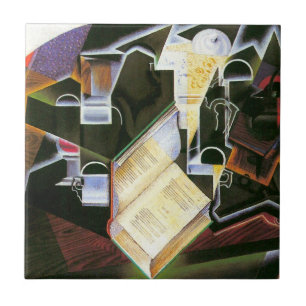 Book, Pipe and Glasses, Juan Gris, Vintage Cubism Ceramic Tile