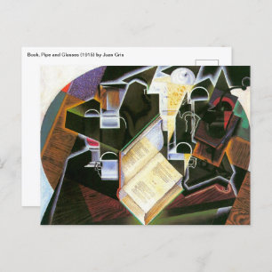 Book, Pipe and Glasses, Juan Gris, Vintage Cubism Postcard