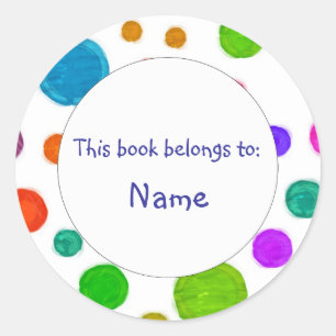 Book Plate - Colourful Design Classic Round Sticker
