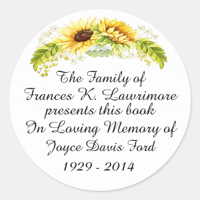 Book Plate In Memoriam Sticker (Front)