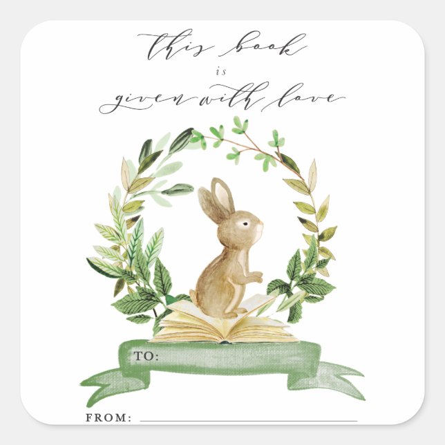 Book Plate Stickers for Book Theme Baby Shower (Front)