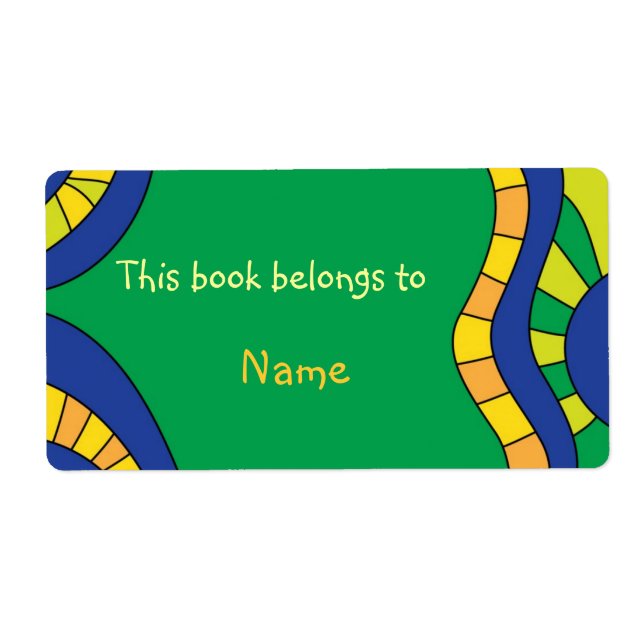 Book plate with colourful modern abstract shapes (Front)