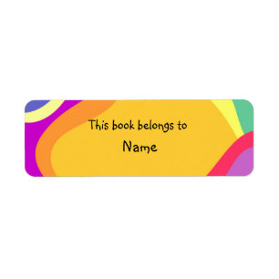 Book plate with colourful modern abstract shapes return address label