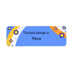 Book plate with colourful modern abstract shapes return address label