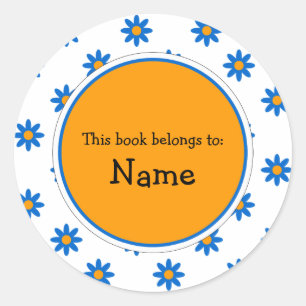 Book Plate with cute flower design Classic Round Sticker