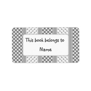 Book plate with different modern grey pattern label