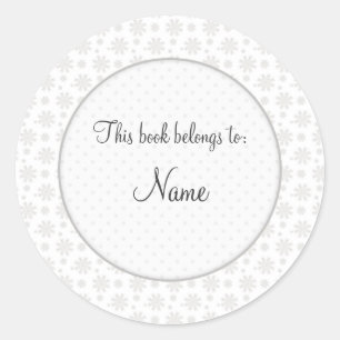 Book plate with elegant floral design classic round sticker