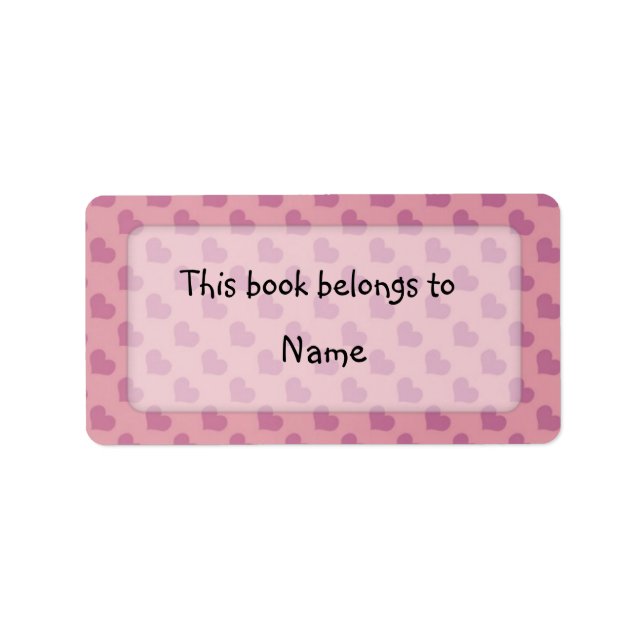 Book plate with modern colourful hearts label (Front)