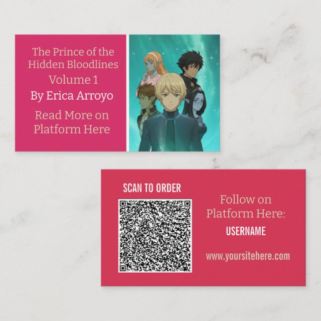 Book Promotion Indie Author QR Code Business Card (Front/Back)