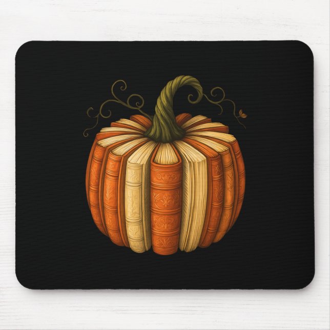 Book Pumpkin Fall Halloween Teacher Librarians Boo Mouse Pad (Front)
