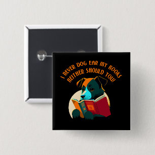 Book Puppy Dog Ear Humour 15 Cm Square Badge