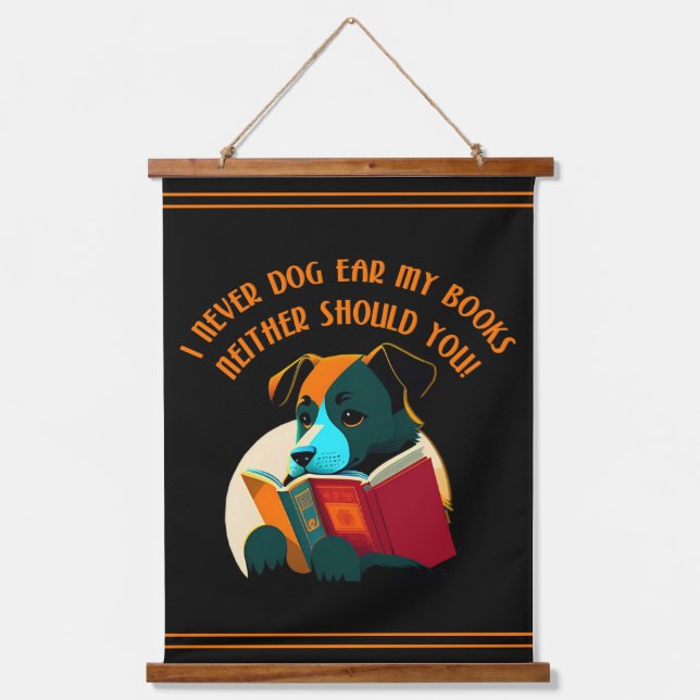 Book Puppy Dog Ear Humour Hanging Tapestry (Front)