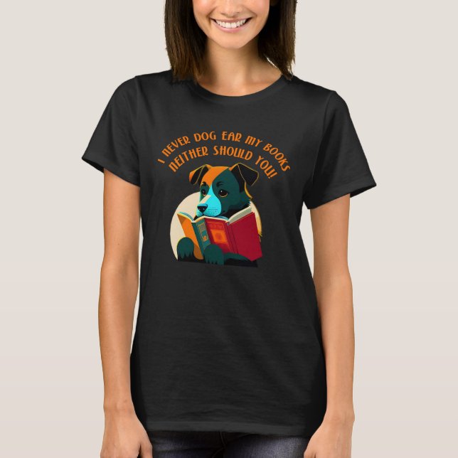 Book Puppy Dog Ear Humour T-Shirt (Front)