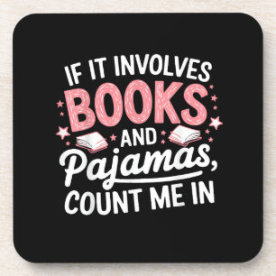 Book & Pyjamas Humourous Book Lover Funny Reading  Coaster
