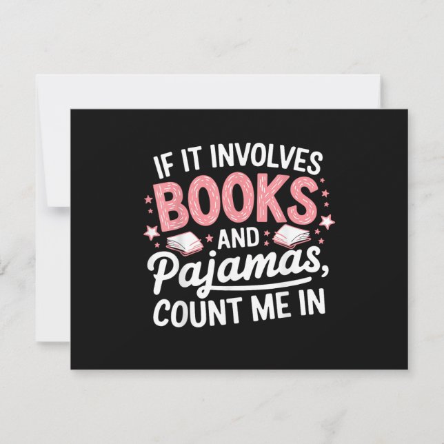 Book & Pyjamas Humourous Book Lover Funny Reading  Invitation (Front)