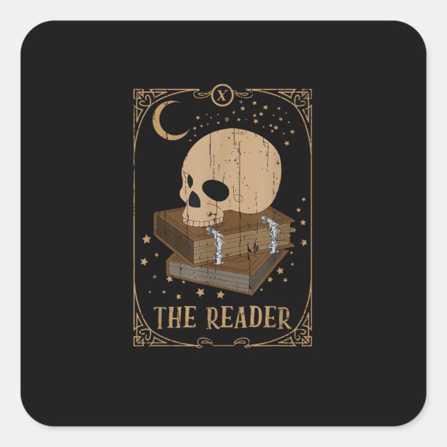 Book Reader Card Pagan Goblincore Goth Occult Book Square Sticker (Front)