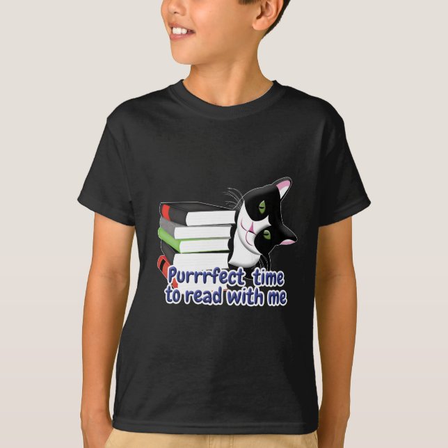 Book Reader Cat T-Shirt (Front)