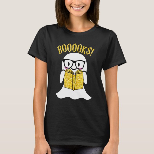Book Reader Nerd Halloween Ghost Reading Book Libr T-Shirt (Front)