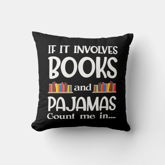 Book Reader Pajamas Bookworm Funny Reading Cushion (Front)