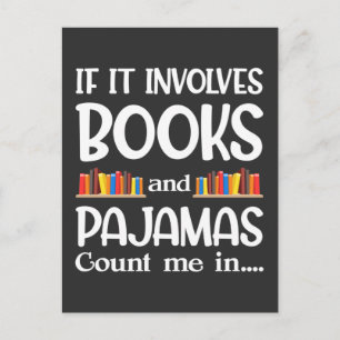 Book Reader Pyjamas Bookworm Funny Reading Postcard