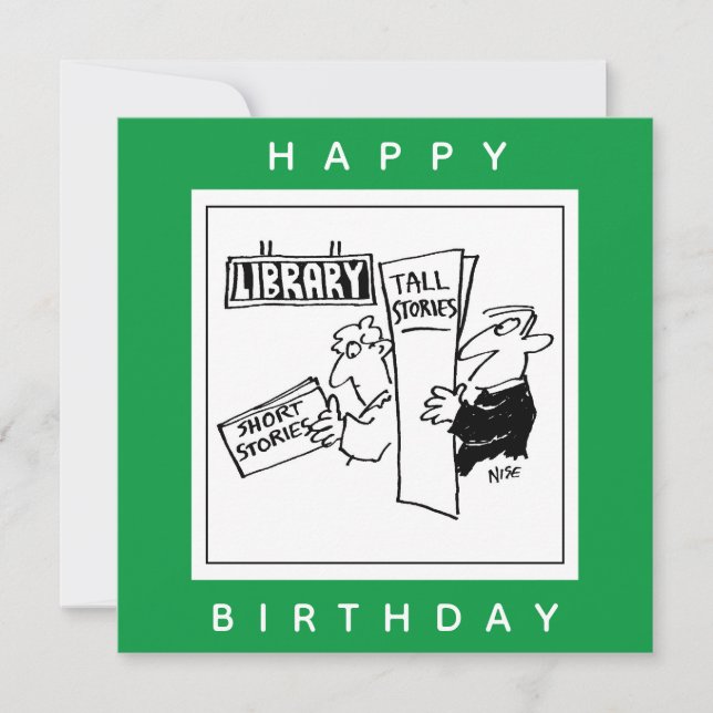 Book Readers at a Library Cartoon Card (Front)