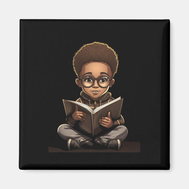 Book Reading Afro African American Reader Bookworm Magnet (Front)