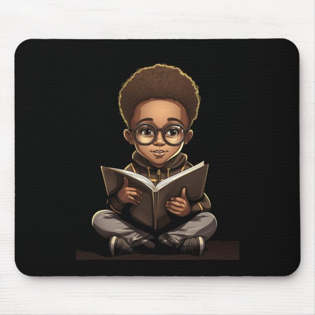 Book Reading Afro African American Reader Bookworm Mouse Pad (Front)