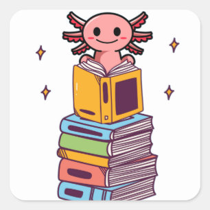 Book Reading Axolotl Square Sticker