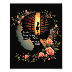 Book Reading Bookworm Book Lover Women Girls Libra Photo Print