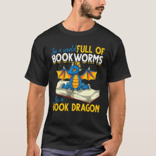Book Reading Bookworm Librarian Cute Book Dragon T-Shirt