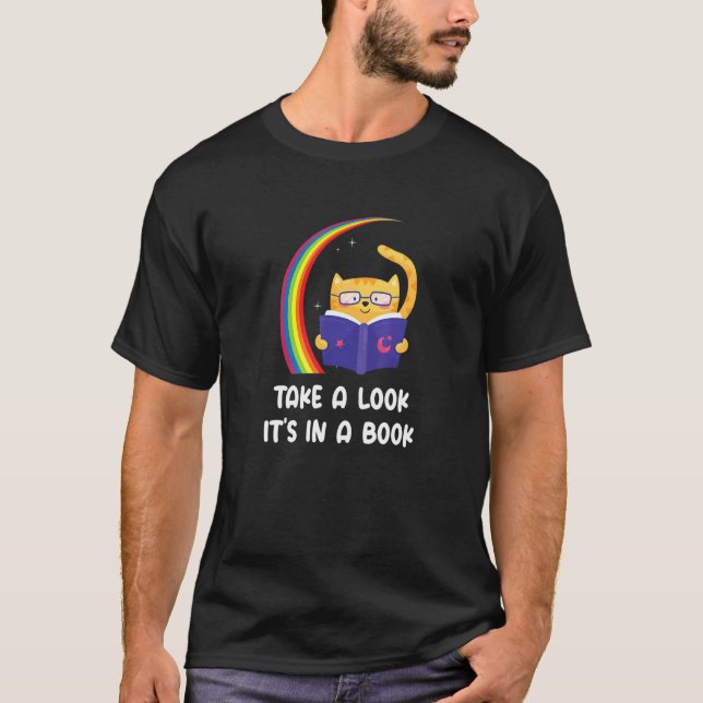 Book  Reading Cat Rainbow Bookworm T-Shirt (Front)