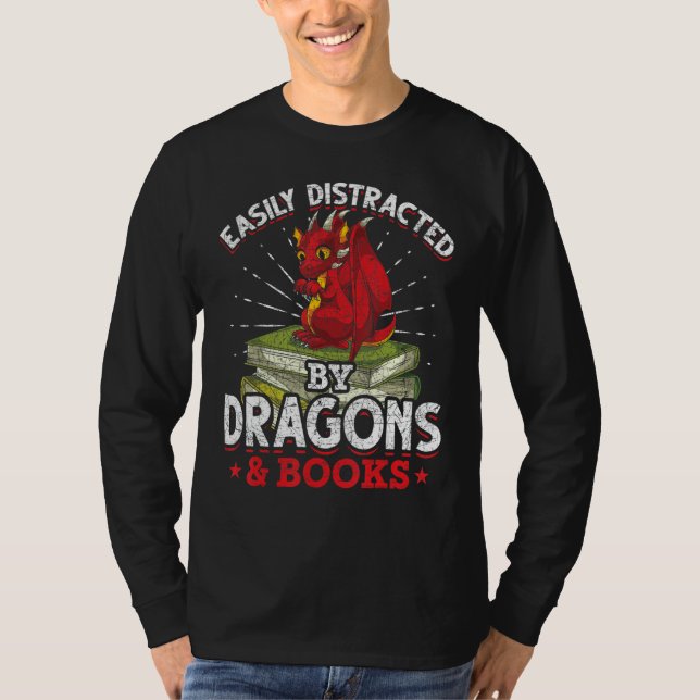 Book Reading Fantasy Creature Book Nerd Funny Book T-Shirt (Front)