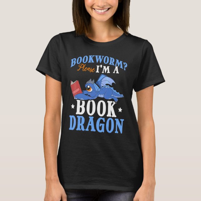 Book  Reading Fantasy Creature Cute Book Dragon T-Shirt (Front)