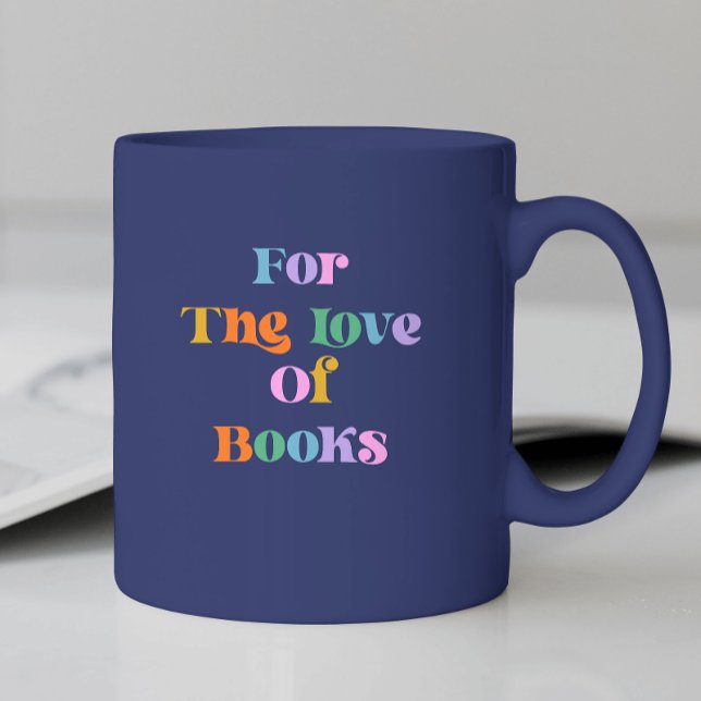 Book reading gift colourful blue font modern  coffee mug (blue and colorful retro typography mug gift. Simple modern coffee mug for women mothers friends)