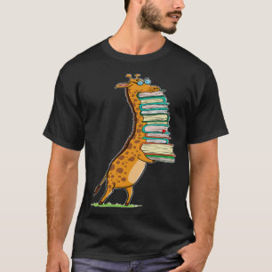 Book Reading Giraffe I Love My Library T-Shirt