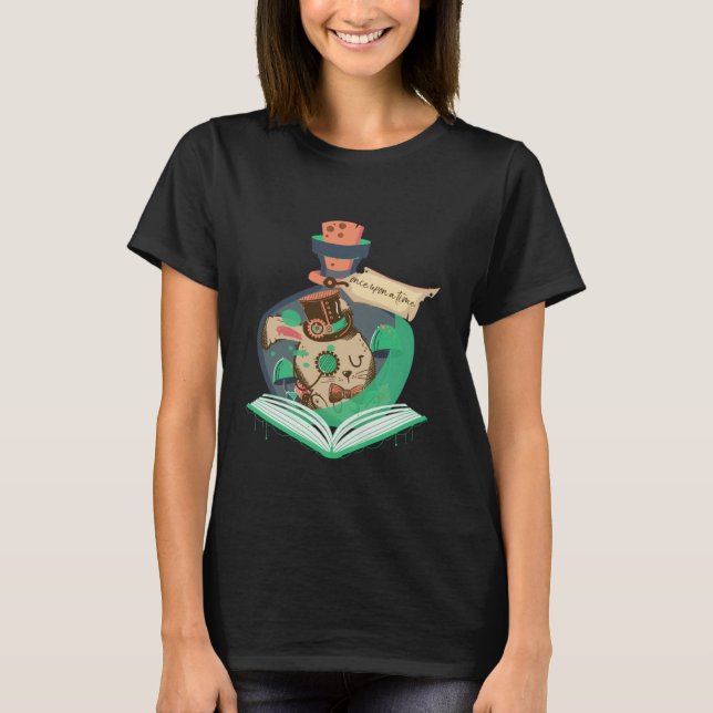 Book Reading Graphic Magic Rabbit Steampunk Magica T-Shirt (Front)